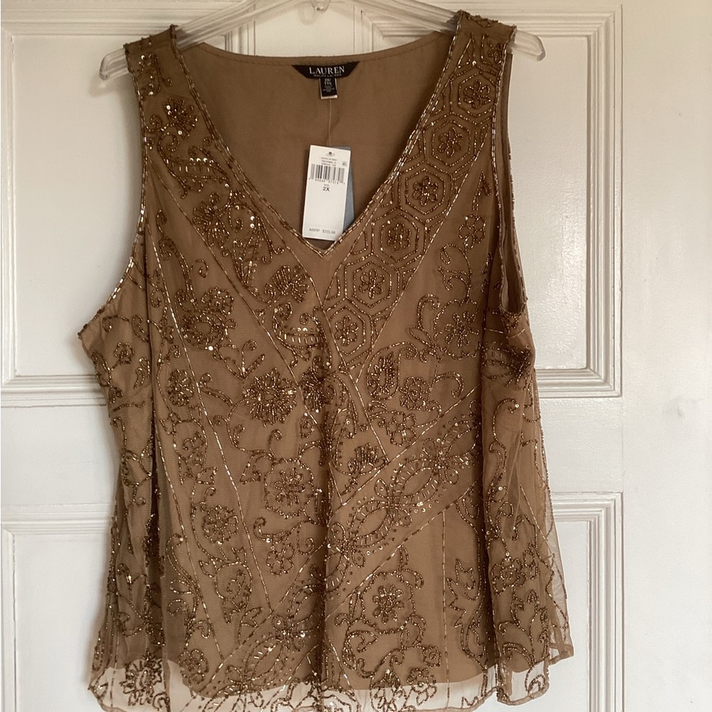 NWT!  Rare Ralph Lauren Women's Beaded Blouse Sz 2X!